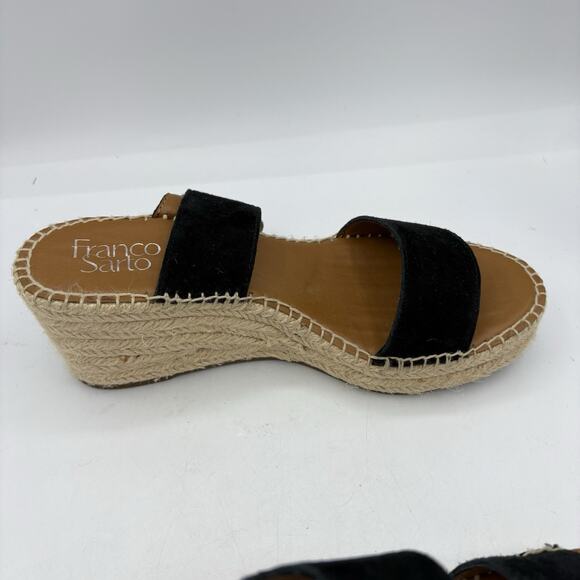 Franco Sarto Shoes Sandals Womens Size 8.5 Coastal Black Tan Wedge Espadrille - Picture 9 of 12